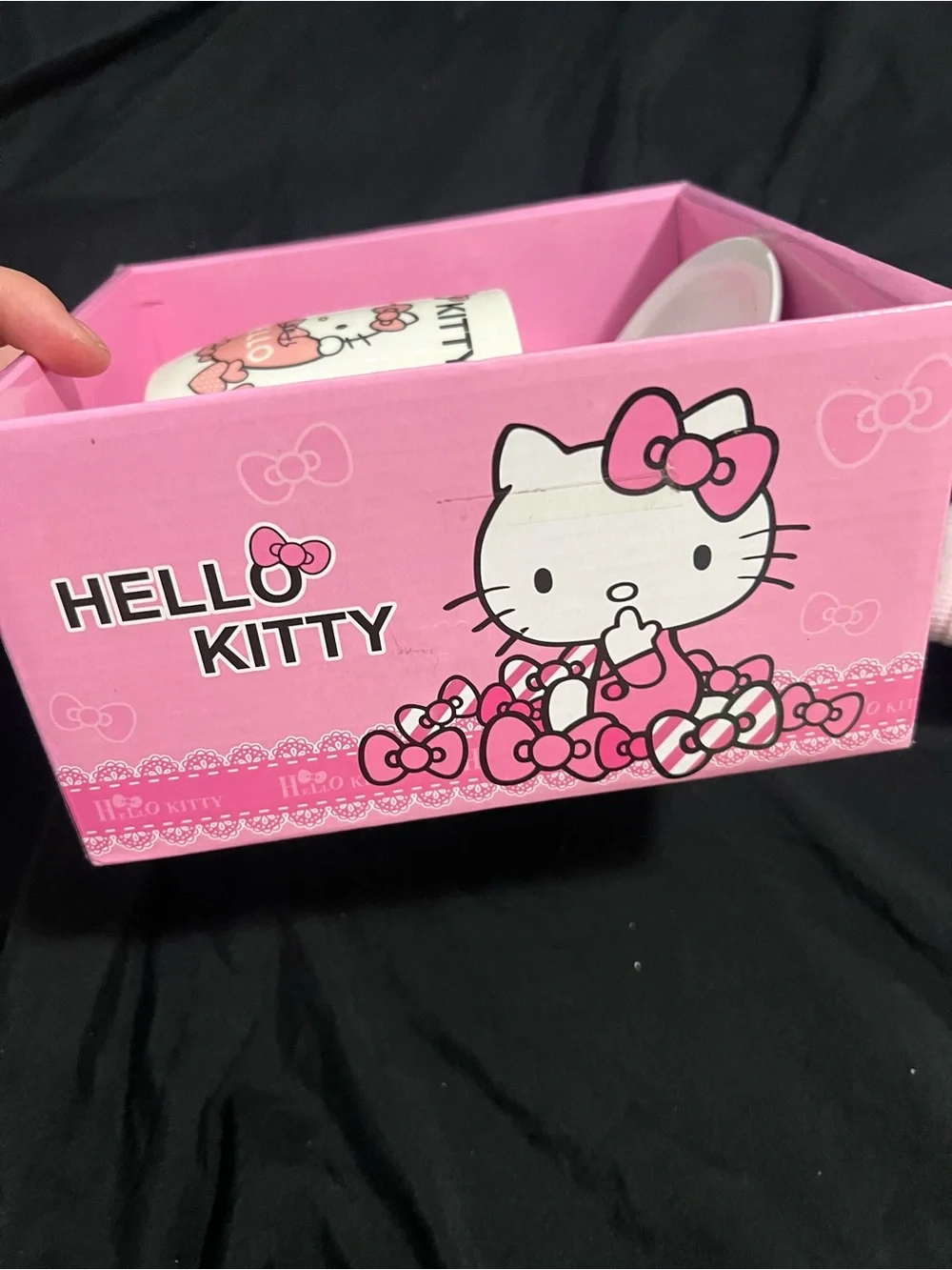 Hello Kitty Pink Ceramic Mug Set with Spoon